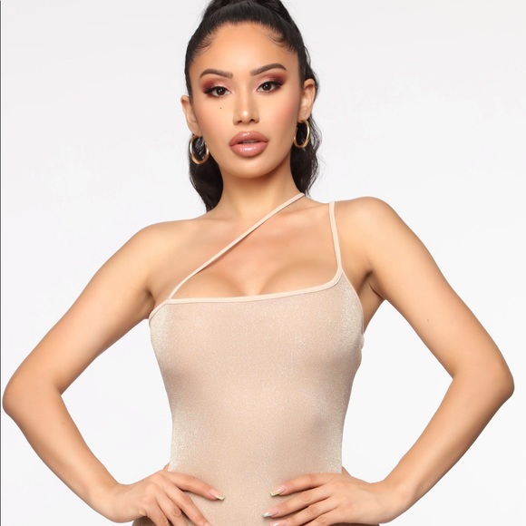 NWT FN MINI DRESS GLITTER/SHIMMER NUDE - Picture 2 of 7